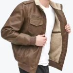 Henry Mens Brown Bomber Leather Jacket Side - Rare Jackets