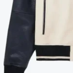 Men’s Off-White and Black Leather Varsity Jacket Cuffs - Rare Jackets