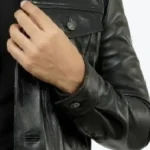 Holland Black Trucker Leather Jacket Sleeves