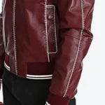 Holt Men’s Maroon Varsity Leather Jacket Sleeves