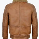 Jackson Men’s Distressed Brown Bomber Leather Jacket Back - Rare Jackets