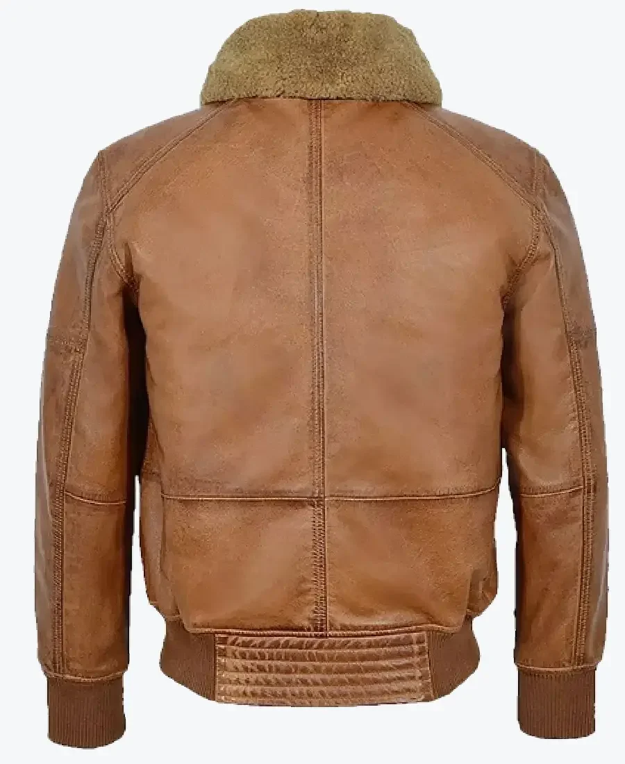 Jackson Men’s Distressed Brown Bomber Leather Jacket Back - Rare Jackets