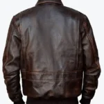 Jacob Men’s Distressed Brown A-2 Bomber Leather Jacket Side - Rare Jackets (1)
