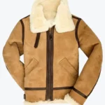Jake B-3 Shearling Brown Leather Aviator Jacket Rare Jacket