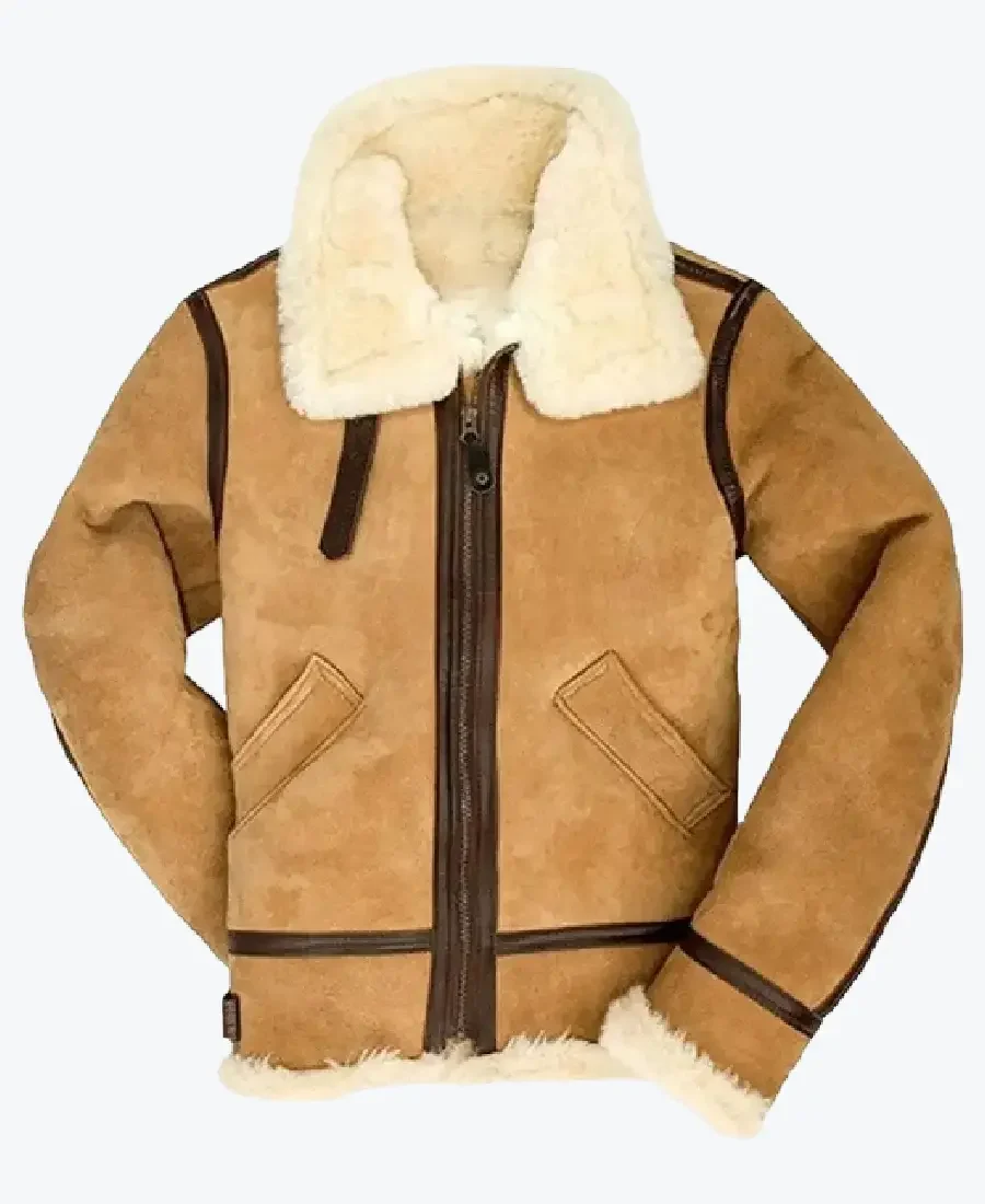 Jake B-3 Shearling Brown Leather Aviator Jacket Rare Jacket