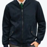 James Mens Dark Blue Bomber Suede Jacket