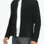 Jasper Men Black Cafe Racer Suede Jacket - Image 3