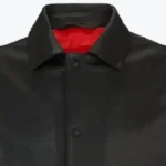 Jaxon Men’s Black and Off-White Leather Varsity Jacket Collar Rare Jacket