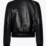 Jenna Women’s Black Leather Varsity Jacket Back - Rare Jackets