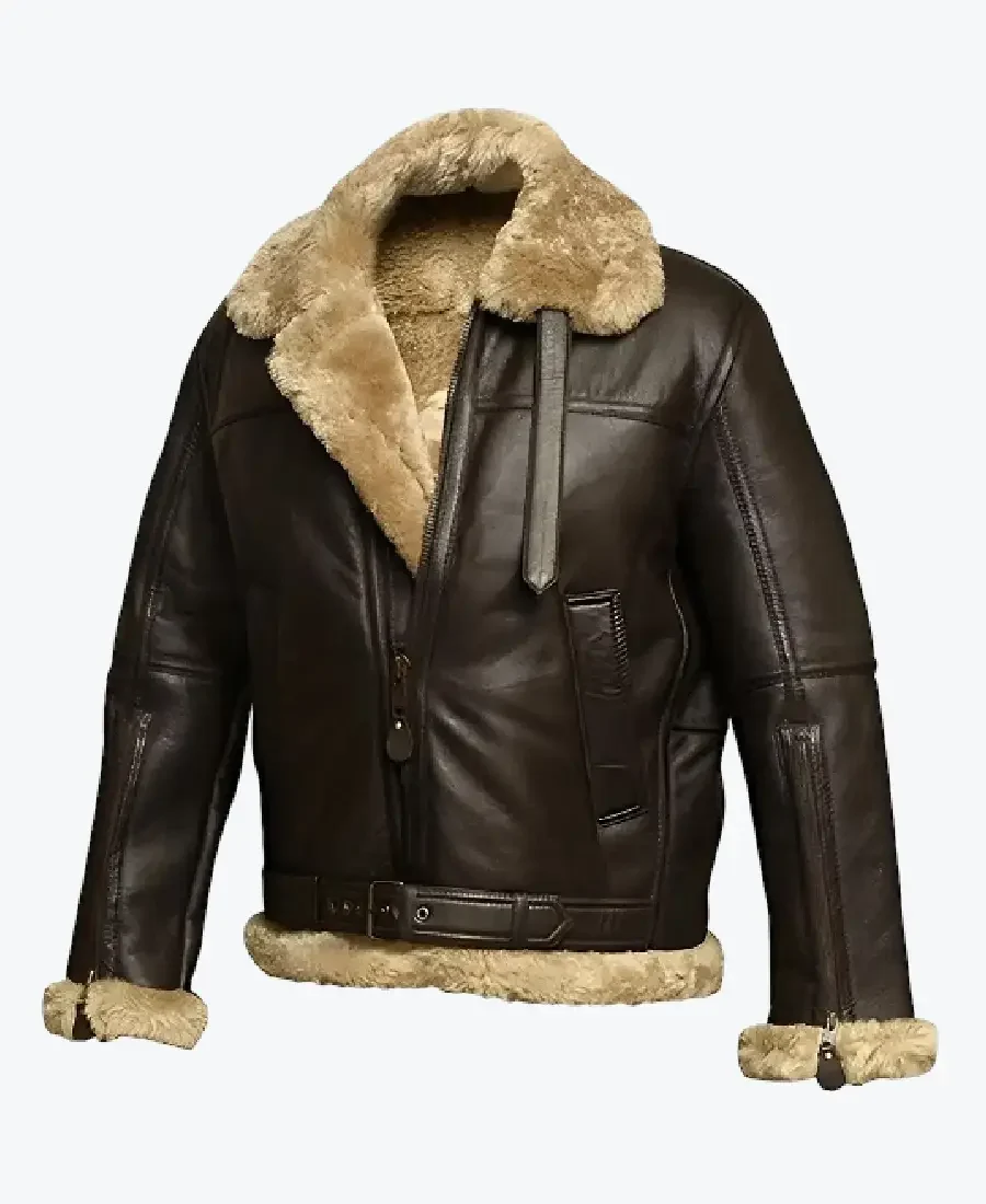 Jones Men’s Brown B-3 Bomber Leather Jacket Collar Rare Jacket