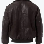 Jordon Men’s Vintage Dark Brown MA-2 Bomber Leather Jacket Back - Rare Jackets