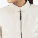 Julia Women’s White Leather Jacket Collar Rare Jacket