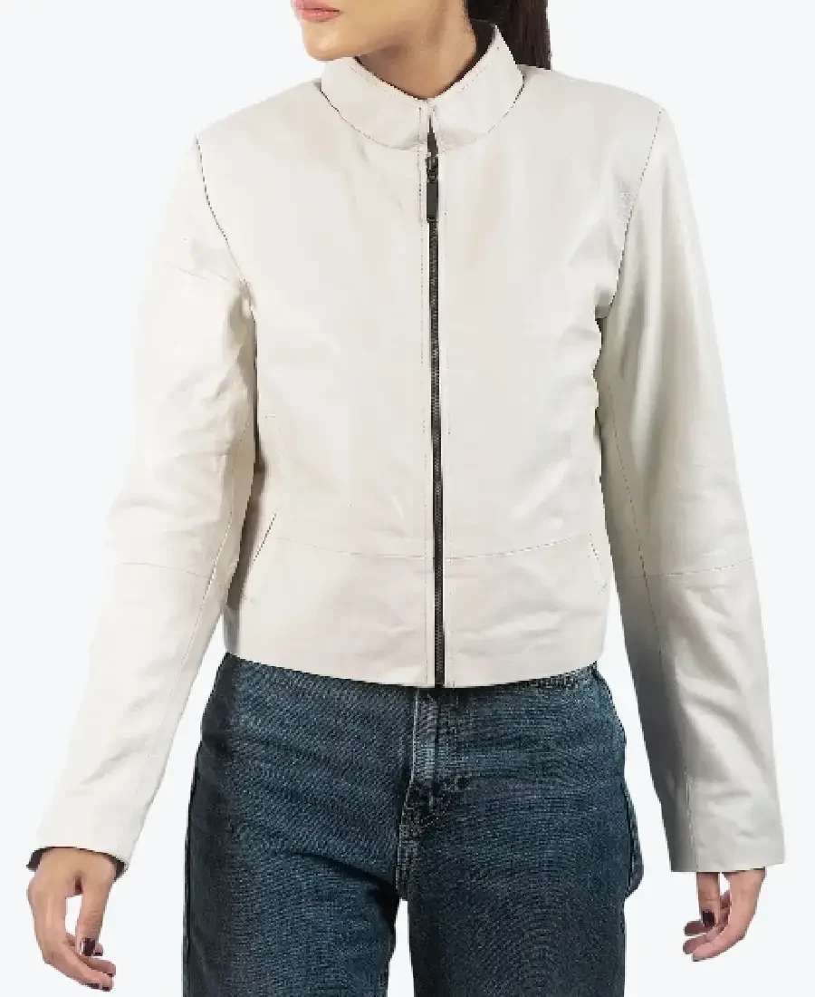 Julia Women’s White Leather Jackets Rare Jacket