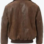 Keller Men’s Brown MA-2 Bomber Leather Jacket Back - Rare Jackets