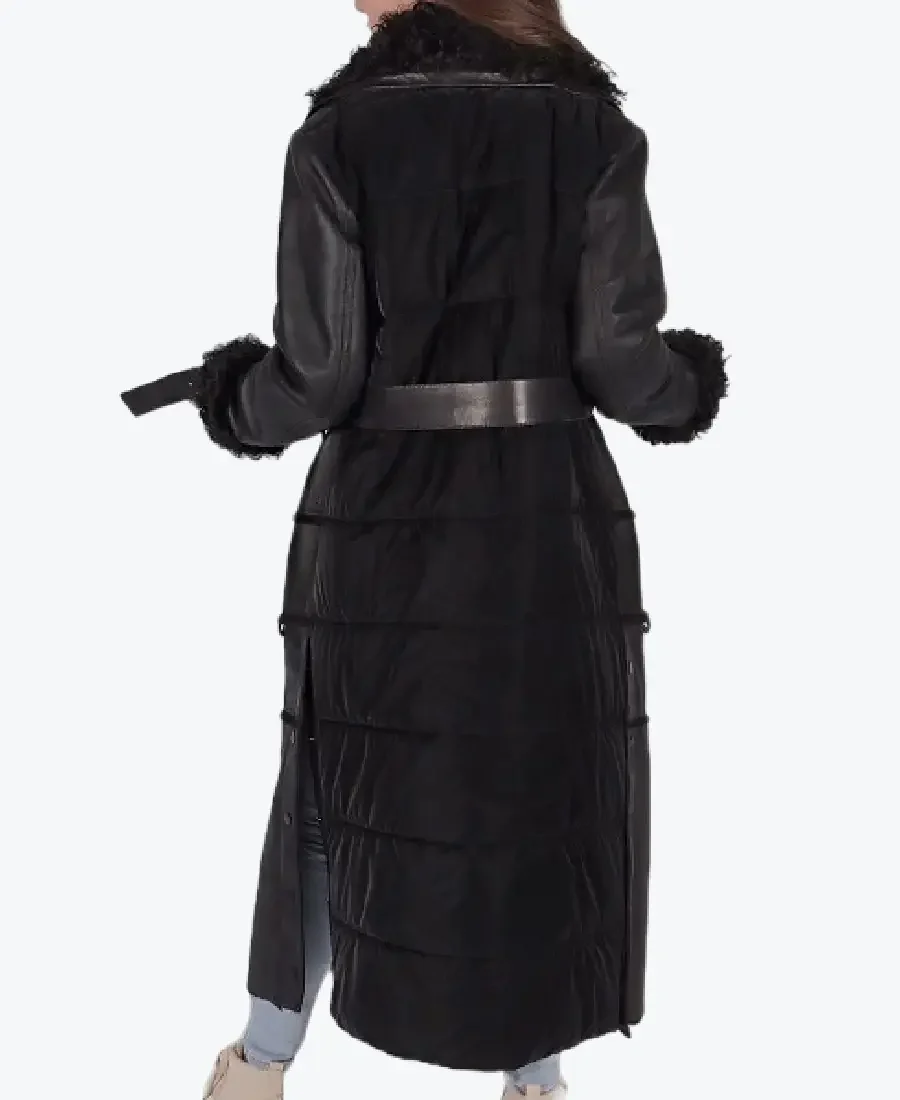 Kiara Black Fur And Leather Coat back - Rare Jackets