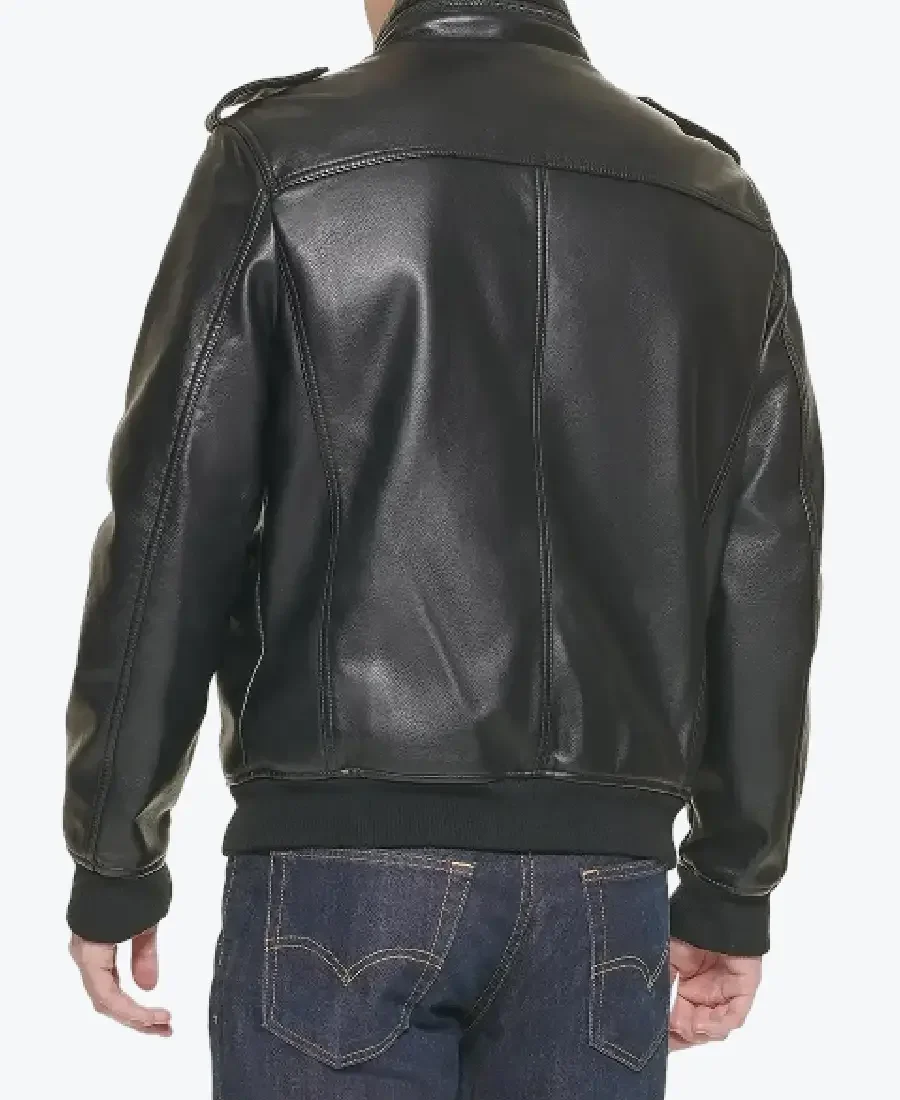 Kin Men’s Black Bomber Leather Jacket Back - Rare Jackets