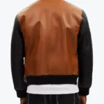 Kirk Men’s Brown and Black Leather Varsity Jacket Back - Rare Jackets