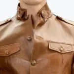 Lambskin Safari Brown Leather Jacket Collar Rare Jacket