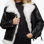 Landry Women’s Black Bomber Leather Jacket Front