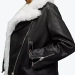 Landry Women’s Black Bomber Leather Jacket Sleeves