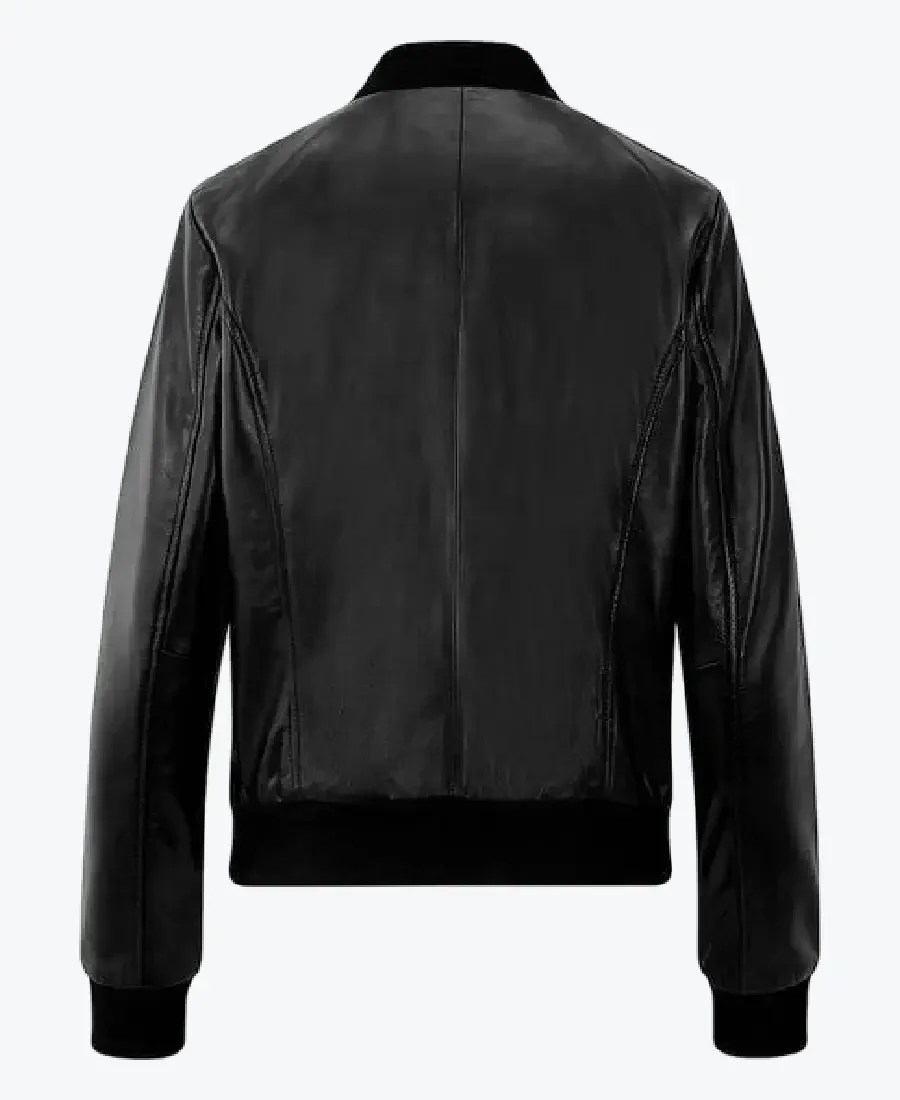 Leather Bomber Jacket Gabby Black Back - Rare Jackets