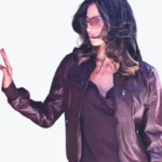 Leather Bomber Jacket Gabby Wine Front - Rare Jackets