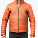 Men’s Brown Puffer Leather Jacket - Rare Jackets