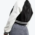 Louisse Women’s Black and White Leather Varsity Jacket Back - Rare Jackets