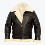 Luz B-3 Shearling Brown Leather Aviator Jacket Front
