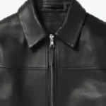 MR P Full Grain Black Leather Coach Jacket Collar Rare Jacket