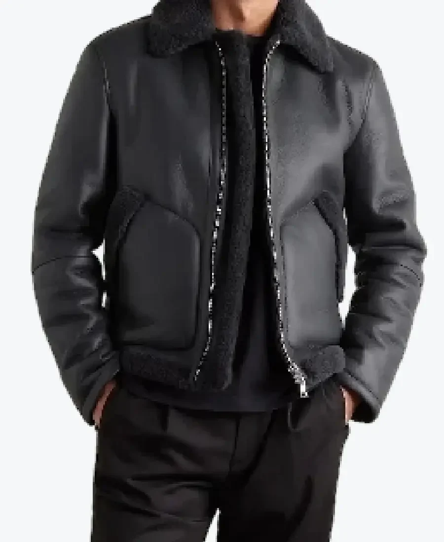 MR P Shearling Trucker Black Leather Jackets Rare Jacket