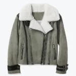 Maggie Women’s Grey B-3 Bomber Suede Jacket