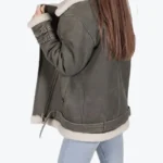 Maxim Grey Aviator Jacket Back