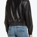 Melinda Women’s Black Leather Bomber Jacket Back - Rare Jackets