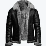 Men Aviator B3 WW2 Winter Shearling Fur Black Leather Flying Jacket