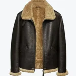 Men Aviator Flight Sheepskin Leather Jacket Front