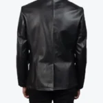 Men Bailey Black Leather Peacoat Back - Rare Jackets