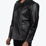 Men Bailey Black Leather Peacoat Side - Rare Jackets