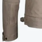 Men Beige Quilted Cafe Racer Leather Jacket Sleeves Rare Jacket