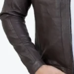Men Brown Urban Style Leather Jacket Sleeves Rare Jacket