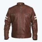 Men Distressed Cruiser Stripes Leather Jacket Rare Jacket