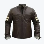Men Distressed Cruiser Stripes Leather Jacket Brown Rare Jacket