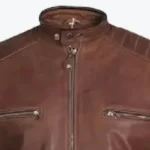 Men Distressed Cruiser Stripes Leather Jacket Collar Rare Jacket Rare Jacket