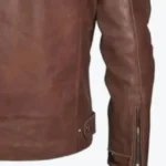 Men Distressed Cruiser Stripes Leather Jacket Sleeves Rare Jacket