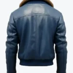 Men Flight Blue Bomber Leather Jacket Back - Rare Jackets
