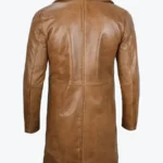 Men Mid-Length Brown Leather Coat Back - Rare Jackets