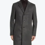 Men Single Breasted Grey Wool Coat Front - Rare Jackets