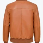 Men Tan Bomber Leather Jacket Back - Rare Jackets