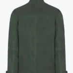 Men Vintage Green Suede Leather Jacket Back - Rare Jackets