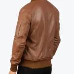 Men Vintage Western Brown Leather Bomber Jacket back - Rare Jackets